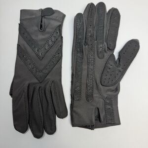 Isotoner By Aris Nylon Leather Trim Gray Gloves One Size